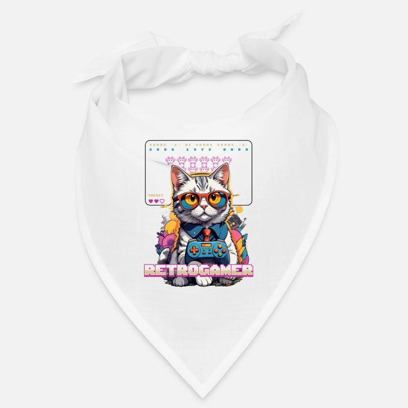 Retro Gaming Katze: Retrogamer mit Controller Bandana