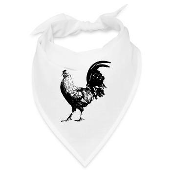 Hahn / Gockel / Huhn - Bandana - Weiß - Vorne
