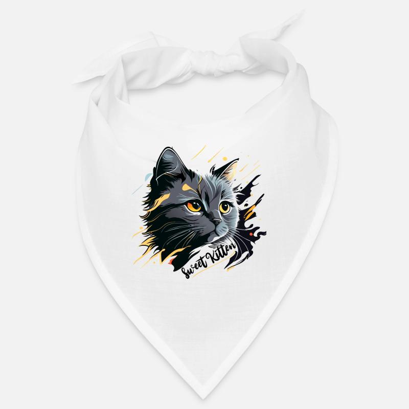 chaton gris, chat Bandana