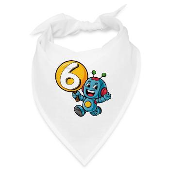 Endlich 6 Jahre sechs sechster Geburtstag Roboter - Bandana - Weiß - Vorne