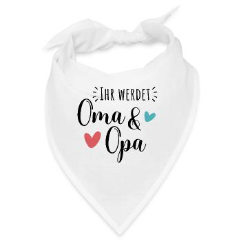 Ihr werdet Oma und Opa, Geschenk für Großeltern - Bandana - Weiß - Vorne