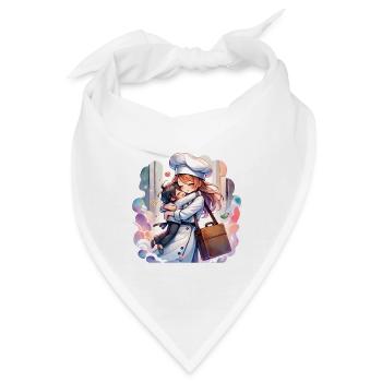 Eine Kochmutter umarmt ihr Kind - Bandana - Weiß - Vorne