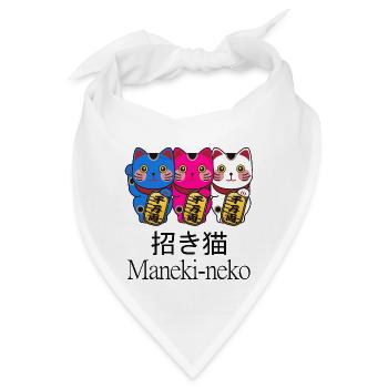 bunte winkekatzen Maneki neko - Bandana - Weiß - Vorne