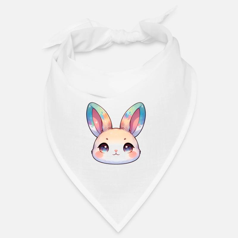 Visage mignon de lapin chibi avec des oreilles de couleur humide Bandana