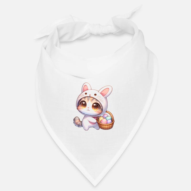 Chat dans une tenue de lapin avec panier de Pâques Bandana