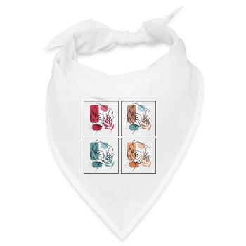 Minimalist Line Art Women Face Artwork - Bandana - Weiß - Vorne