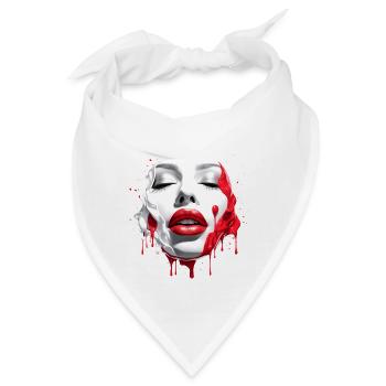 Frauengesicht Rote Lippen - Bandana - Weiß - Vorne