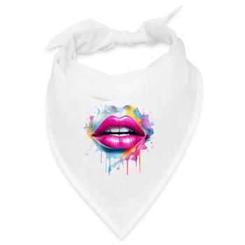 Bunte Lippen Kussmund Frauengesicht Geschenk - Bandana - Weiß - Vorne