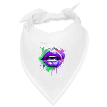 Bunte Lippen Kussmund Frauengesicht Geschenkidee - Bandana - Weiß - Vorne