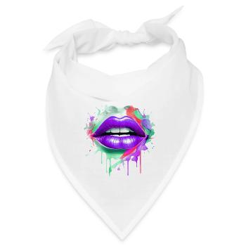 Bunte Lippen Kussmund Frauengesicht - Bandana - Weiß - Vorne