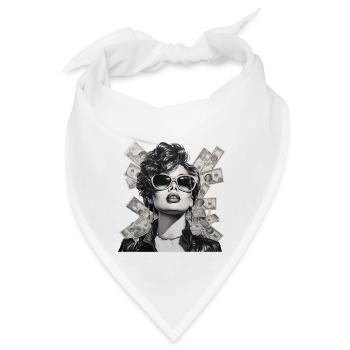 Frau mit Sonnenbrille Lederjacke Geld - Bandana - Weiß - Vorne