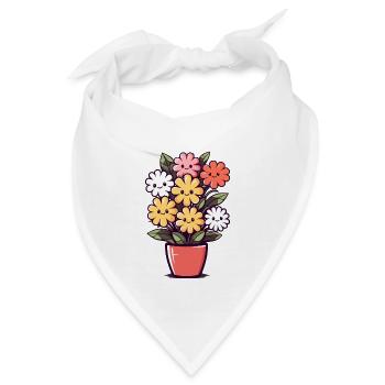 Lachende Blumen im Blumentopf - Bandana - Weiß - Vorne