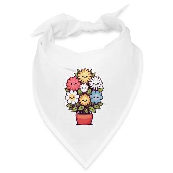 Lachende Blumen im Blumentopf - Bandana - Weiß - Vorne