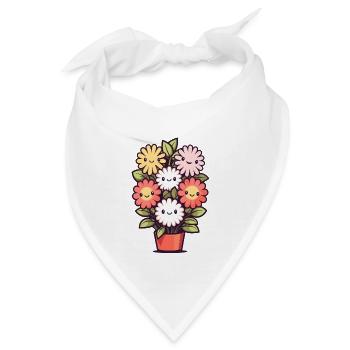 Lachende Blumen im Blumentopf - Bandana - Weiß - Vorne