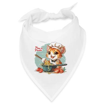 Pfoten und Pasta Paws and Pasta Tier Sprüche - Bandana - Weiß - Vorne