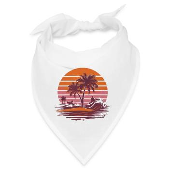 Beach Vibes Retro Surfer Palmenstrand Urlaub - Bandana - Weiß - Vorne