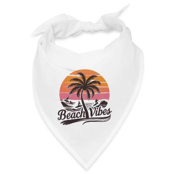 Beach Vibes Retro Surfer Palmenstrand Urlaub - Bandana - Weiß - Vorne