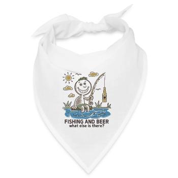 Lustige Strichmännchen Zeichnung Angeln und Bier - Bandana - Weiß - Vorne