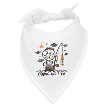 Lustige Strichmännchen Zeichnung Angeln und Bier - Bandana - Weiß - Vorne