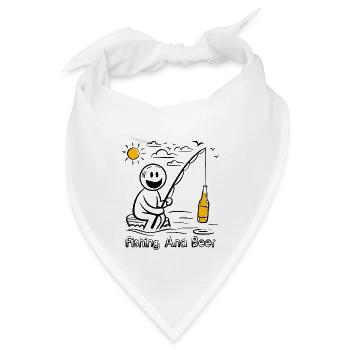 Lustige Strichmännchen Zeichnung Angeln Bier - Bandana - Weiß - Vorne