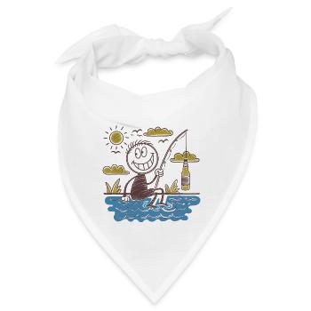 Lustige Strichmännchen Zeichnung Angeln und Bier - Bandana - Weiß - Vorne