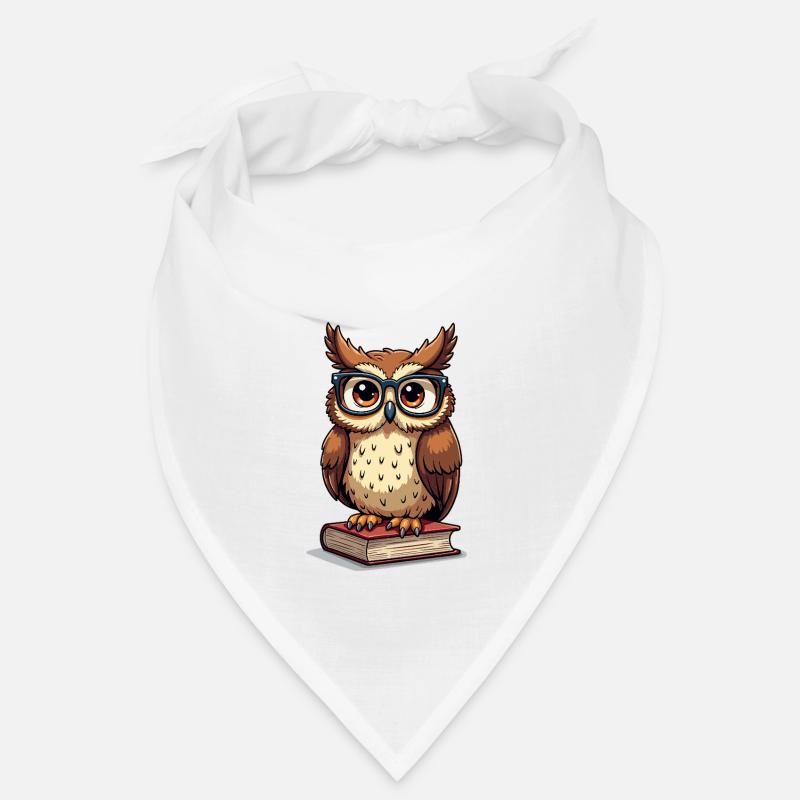 Süße Eule mit Brille auf Buch Bandana