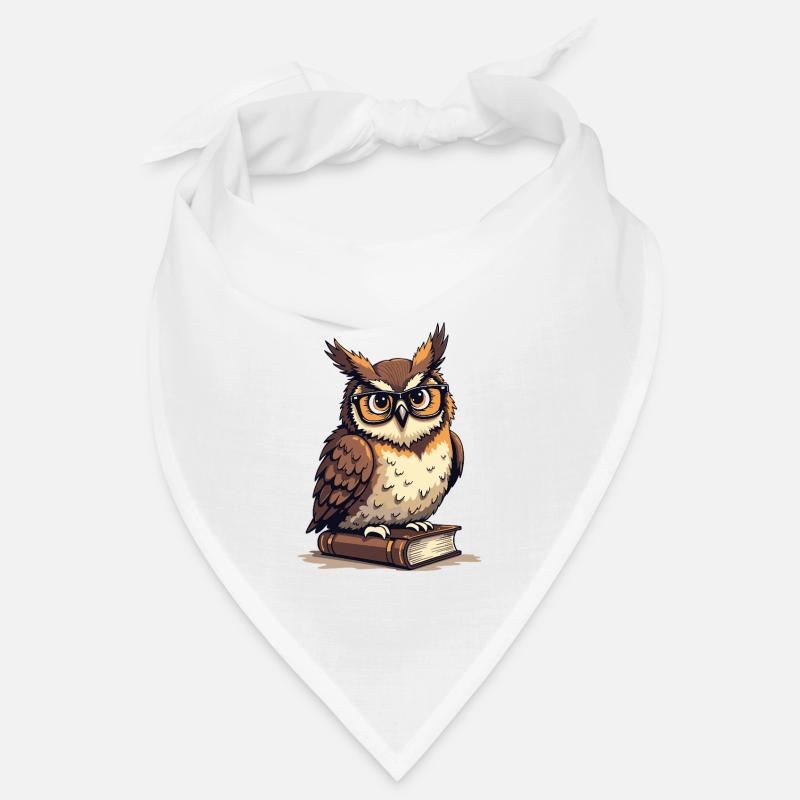 Süße Eule mit Brille auf Buch Bandana