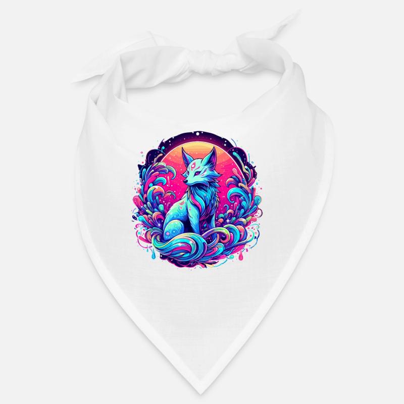 Fox Art Psychédélique - Bandana - blanc