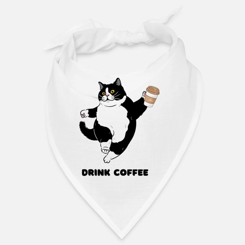 Whimsical Cat Coffee Dance Design Bandana