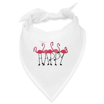 Glückliche Flamingos, die glücklichen Flamingos - Wort - Bandana - Weiß - Vorne