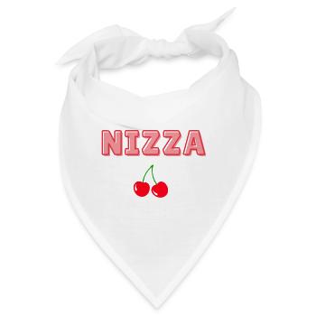 Nizza Pink Schrift mit Kirschen - Bandana - Weiß - Vorne