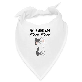 Cat Chat Miau Verliebte Paare Liebesbeweis - Bandana - Weiß - Vorne