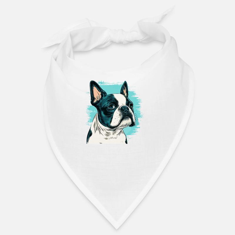 Style de bande dessinée Boston terrier Bandana