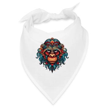 Affe Portrait - Bandana - Weiß - Vorne