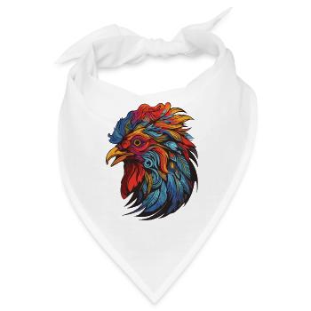 Hahn Portrait - Bandana - Weiß - Vorne