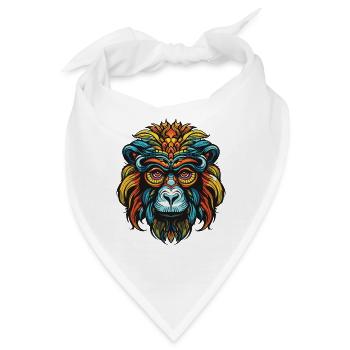Affe Portrait - Bandana - Weiß - Vorne