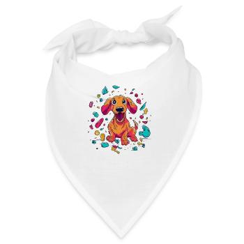 Verspielter Dackelwelpen-Unfug - Bandana - Weiß - Vorne