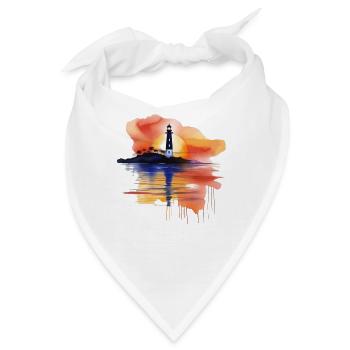 Ein Aquarell-Leuchtturm-Szene - Bandana - Weiß - Vorne