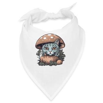 Katze sonnt sich im Sonnenlicht unter einem Pilz - Bandana - Weiß - Vorne