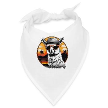 Vintage-Stil mit Alpaka, Lama - Bandana - Weiß - Vorne