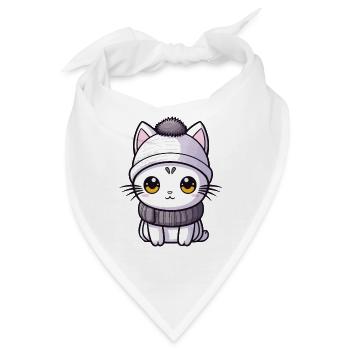 Katze Winter Comic - Bandana - Weiß - Vorne