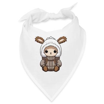Hase Winter Tier Niedlich Comic - Bandana - Weiß - Vorne