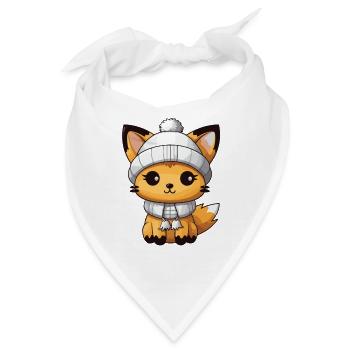 Fuchs Winter Tier Niedlich Comic - Bandana - Weiß - Vorne
