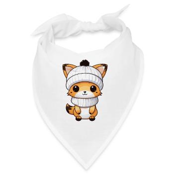 Fuchs Winter Comic Illustration - Bandana - Weiß - Vorne