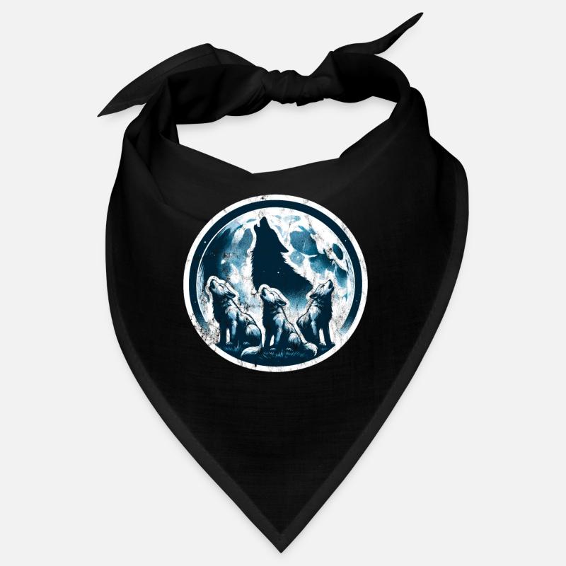 Monocolor Wolf Puppy Howling Moon Fantasy Nature Bandana