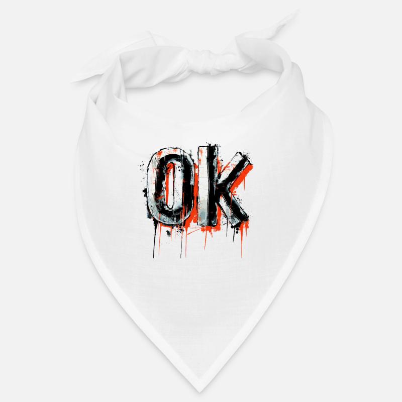 Expressive Ok Graffiti Design in White and Bandana