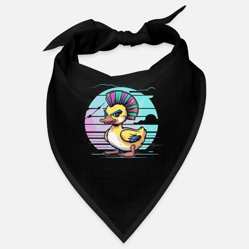 Punk duck avec mohawk arc-en-ciel devant Bandana