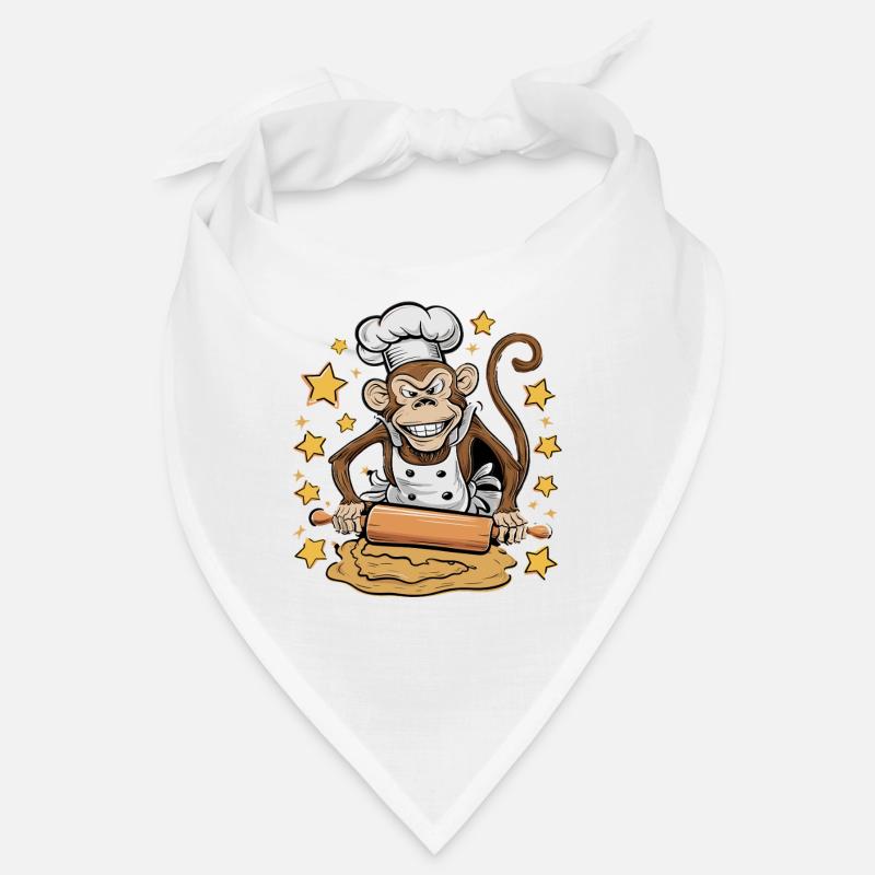 Funny monkey baker with rolling pin and stars Bandana