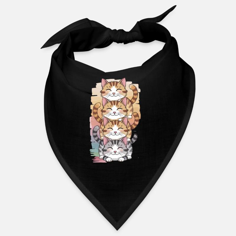 Cute Cats Stack Cartoon Illustration Bandana
