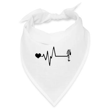 Rasieren Barber Puls Herz Liebe - Bandana - Weiß - Vorne